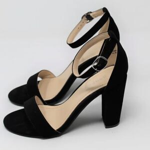 BAMBOO black Faux suede heels. Size 9